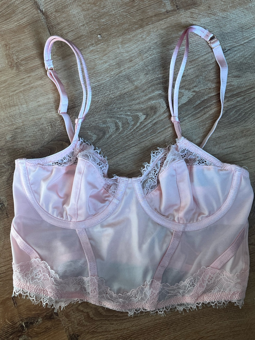 Auden Pink Lace Mesh Bustier Corset Top XS